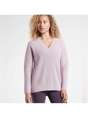 Athleta Hanover Lavender Merino Wool Blend V-neck Sweater